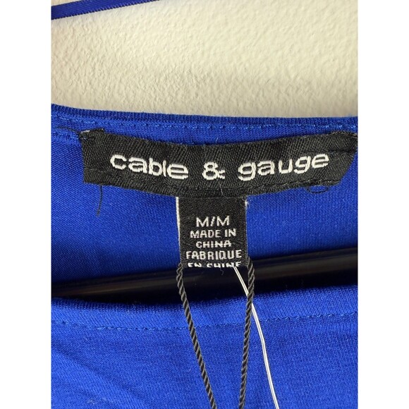 NWT Cable Gauge Top Size M Blue Pull Over 3/4 Sleeve, round neck - Picture 7 of 13